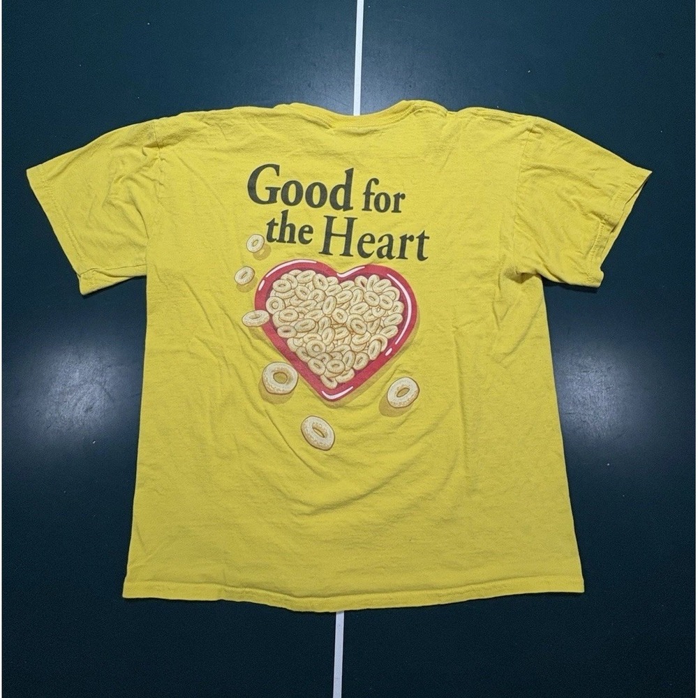 Vintage 90s Cheerios Promo T-Shirt Men's Large Cereal Snack Yellow Double Sided - Picture 2 of 10